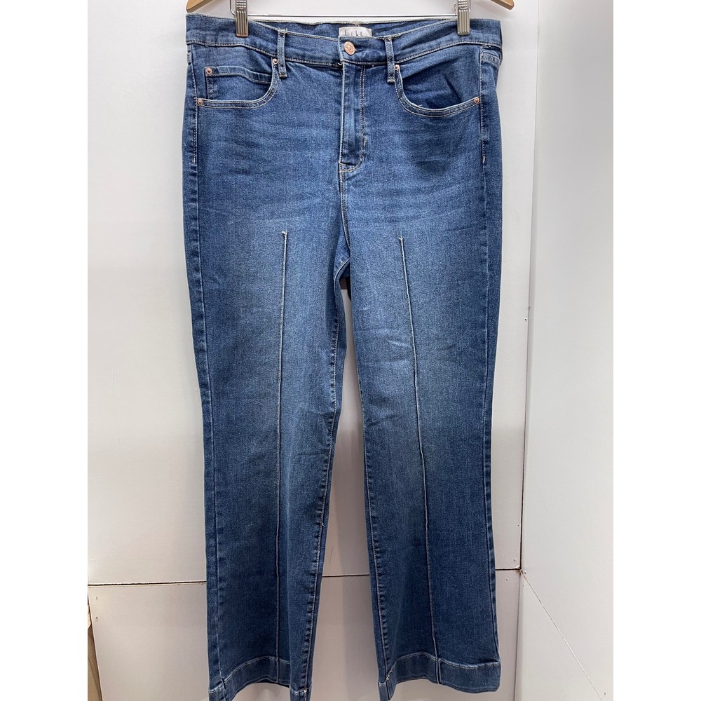Nicole Miller New York Soho High Rise Bootcut Jeans Blue Front Seam Size 14